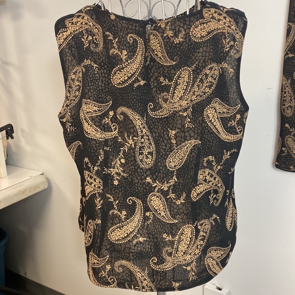 Emma James Black & Tan Print Sleeveless Top & Mid Skirt Size 14 - Picture 2 of 15